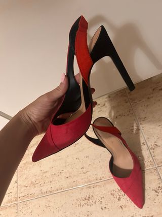 Tacones Zara fucsia, naranja y negro