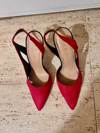 Tacones Zara fucsia, naranja y negro
