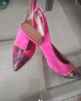 Zapatos tacón rosa serpiente 36.5