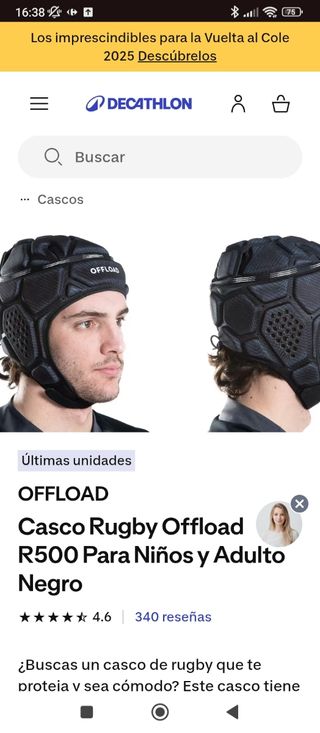 Casco Rugby Offload y botas rugby R500 Negro