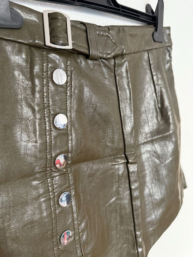 Falda militar cuero - Verde oliva