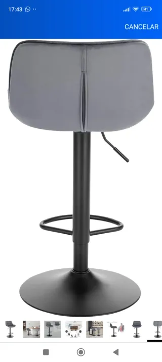 ✅Taburete Bar cocina alto terciopelo gris nuevo