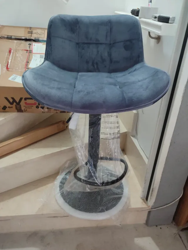 ✅Taburete Bar cocina alto terciopelo gris nuevo