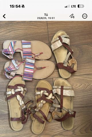 3 pares Sandalias planas mujer multicolor - 38,5