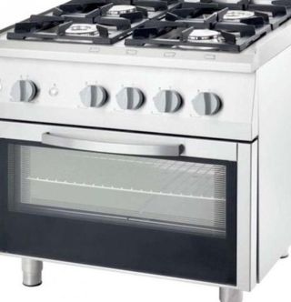 COCINA A GAS CON HORNO A GAS GN2/1 4 FUEGOS