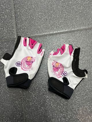 Guantes ciclismo niña rosa-blancos