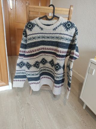 Jersey navideño beige multicolor