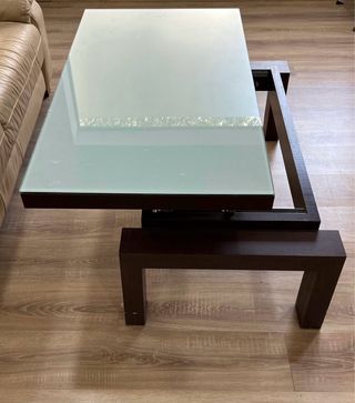 Mesa centro cristal - madera