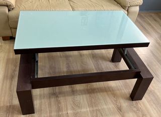 Mesa centro cristal - madera