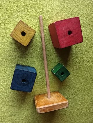 JUGUETE 1980 RETRO BLOQUES APILABLES MADERA BEBÉ