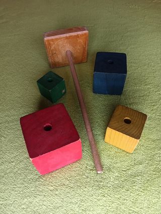 JUGUETE 1980 RETRO BLOQUES APILABLES MADERA BEBÉ