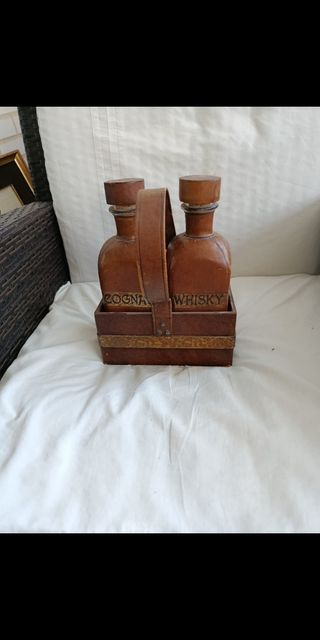 Set di liquori in pelle Cognac Whisky