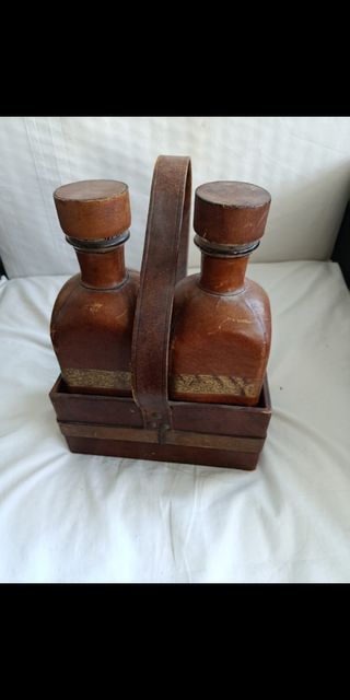 Set di liquori in pelle Cognac Whisky