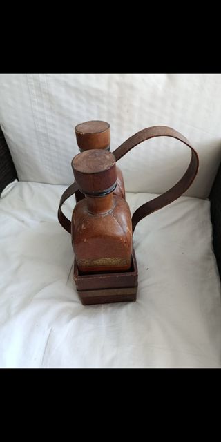 Set di liquori in pelle Cognac Whisky