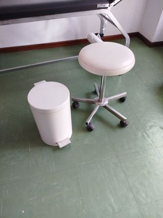 Taburete blanco + papelera
