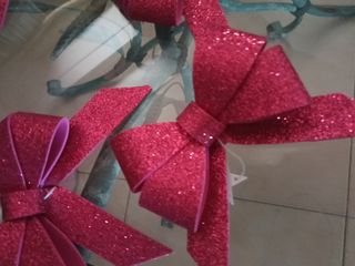 5 Fiocchi Rosa Glitter Festa fatti a mano