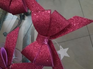 5 Fiocchi Rosa Glitter Festa fatti a mano