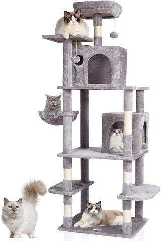 Torre per Gatti Interno 174 cm, 3 Livelli, 2 Cucce