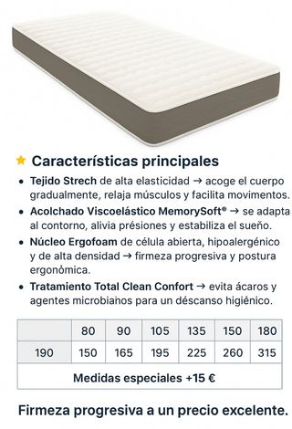 Colchón Viscoelástico Arken 24cm