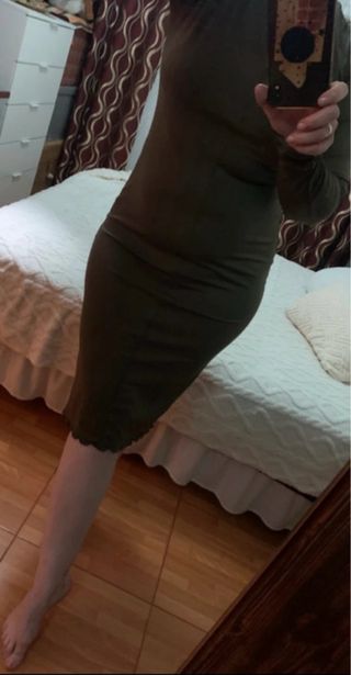 Vestido midi H&M verde oliva