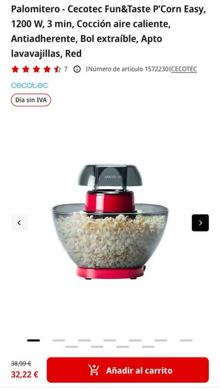 Palomitera Cecotec Fun&Taste P'Corn Easy Roja