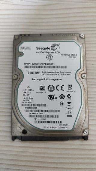 Disco duro 500 GB 2,5 Seagate 5400.6 Moment
