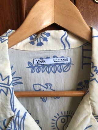 Camisa Zara verano M - beige/azul