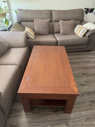 Mesa centro madera maciza marrón