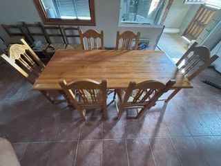 Mesa Comedor Madera Maciza + 6 Sillas