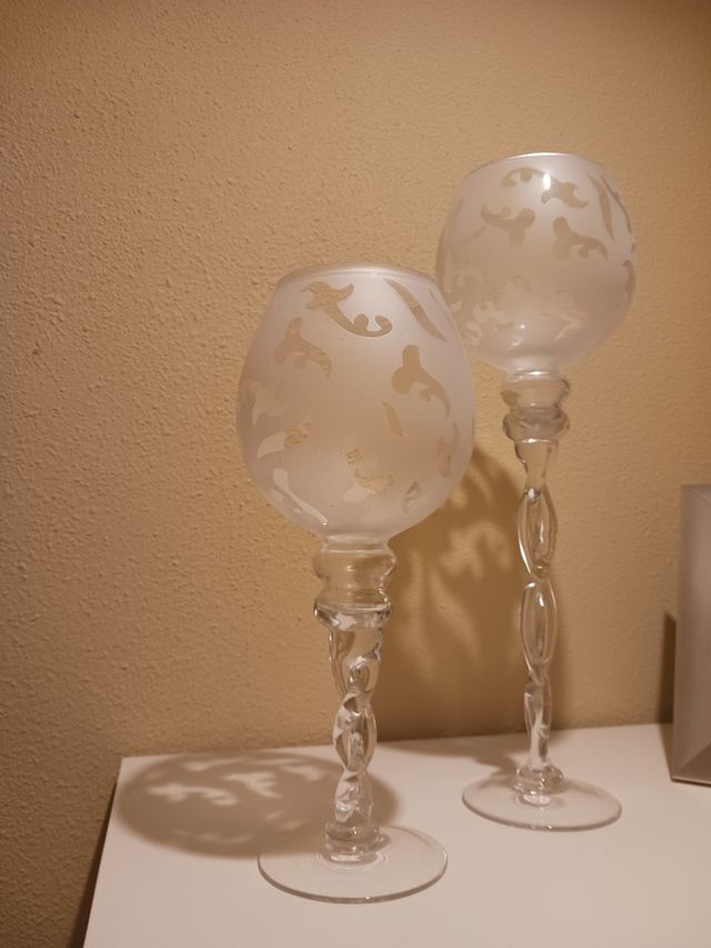 2 Copas Decorativas Cristal Blanco