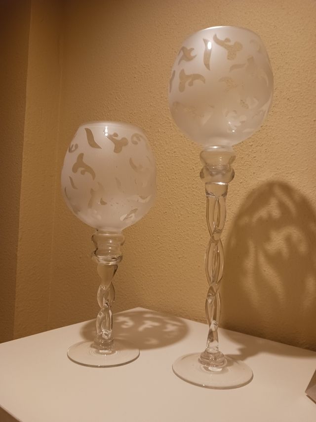 2 Copas Decorativas Cristal Blanco