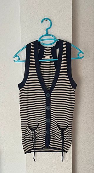 Chaleco - camiseta de rayas crema-azul marino 