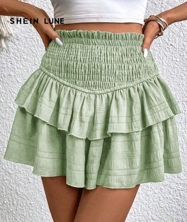 Falda roja volantes - Shein