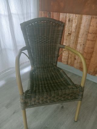 Silla ratán marrón-verde