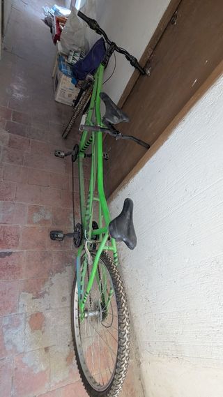 Bicicleta tándem verde