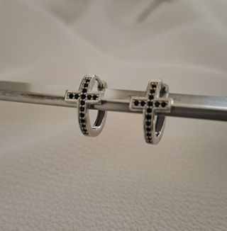 Pendientes Plata con Cruces negros