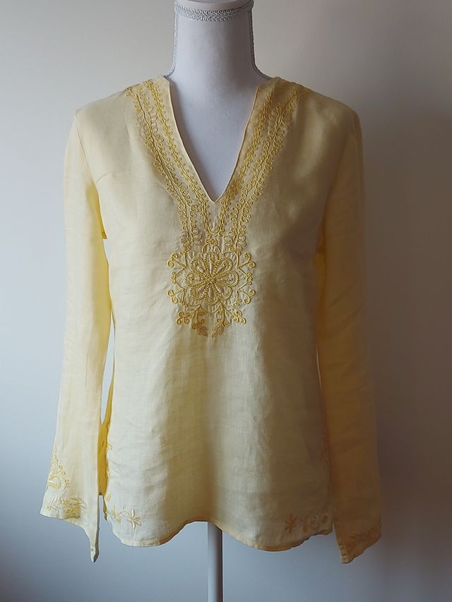 Túnica Zara Amarela Bordada - Tamanho S