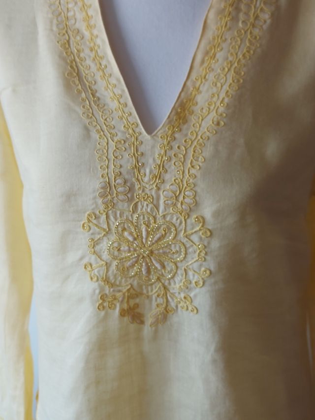 Túnica Zara Amarela Bordada - Tamanho S