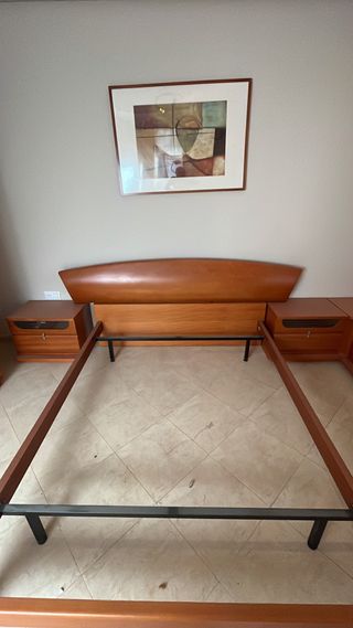 Cabecero cama madera + 2 mesillas