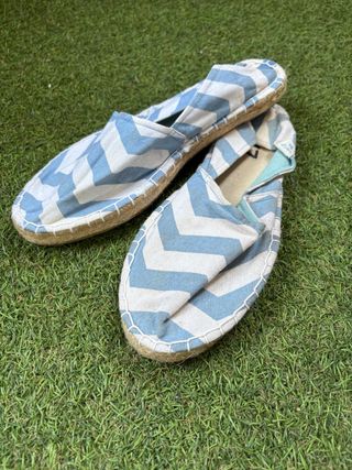 Zapatillas esparto azul y blanco