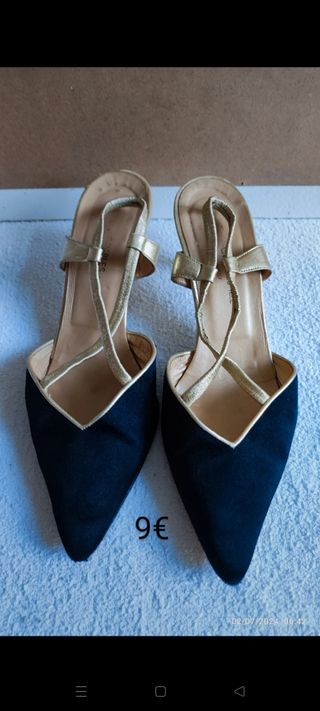 Sandali neri e oro - tacco medio