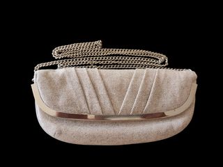 Bolso bandolera beige y plata