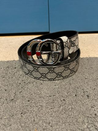 Cinturón Gucci GG - Gris/Plata