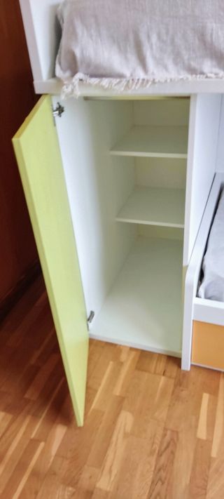Cama litera infantil con armario y cajones