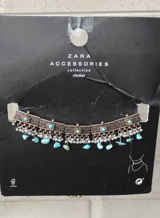 Collar Zara turquesa plata/dorado NUEVO