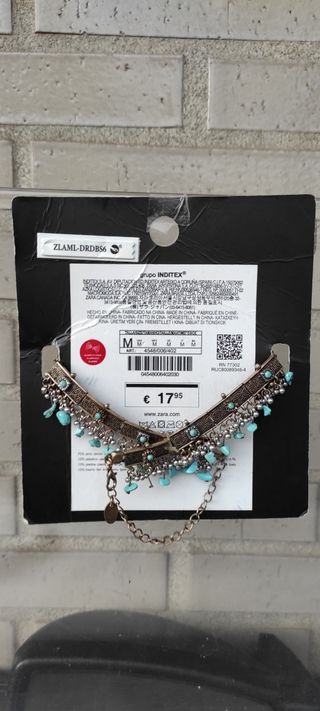 Collar Zara turquesa plata/dorado NUEVO