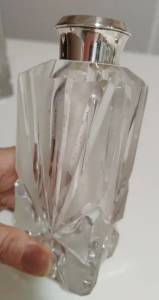 Juego tocador cristal vintage, y plata