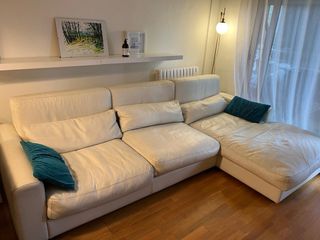Sofá chaise longue piel blanco