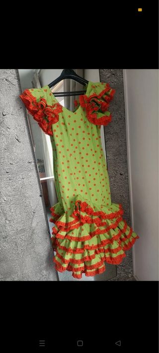 Traje gitana lunares verde-naranja