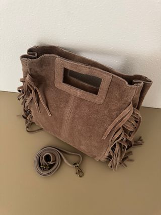 Borsa con frange in vera pelle